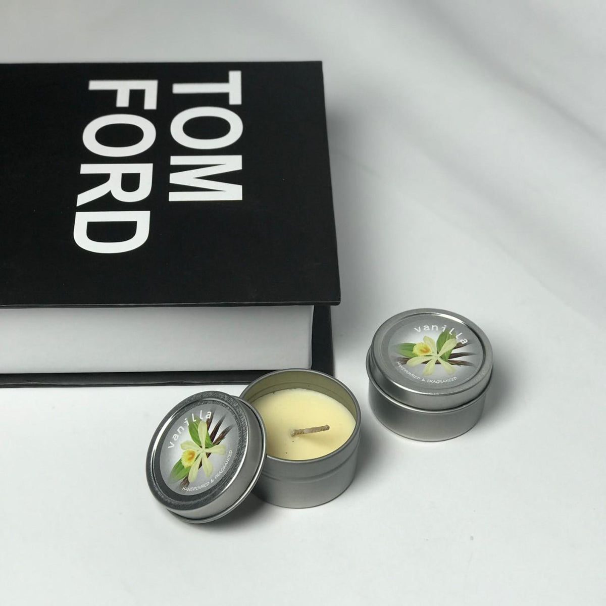 Pair of Aroma Bliss Tin Candles