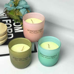 Pastel Glass Jar Candles with Bamboo Lid