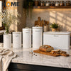 Premium Bread Bin & Kitchen Canister Set Gold Accents | Tea Coffee Sugar Biscuit Storage