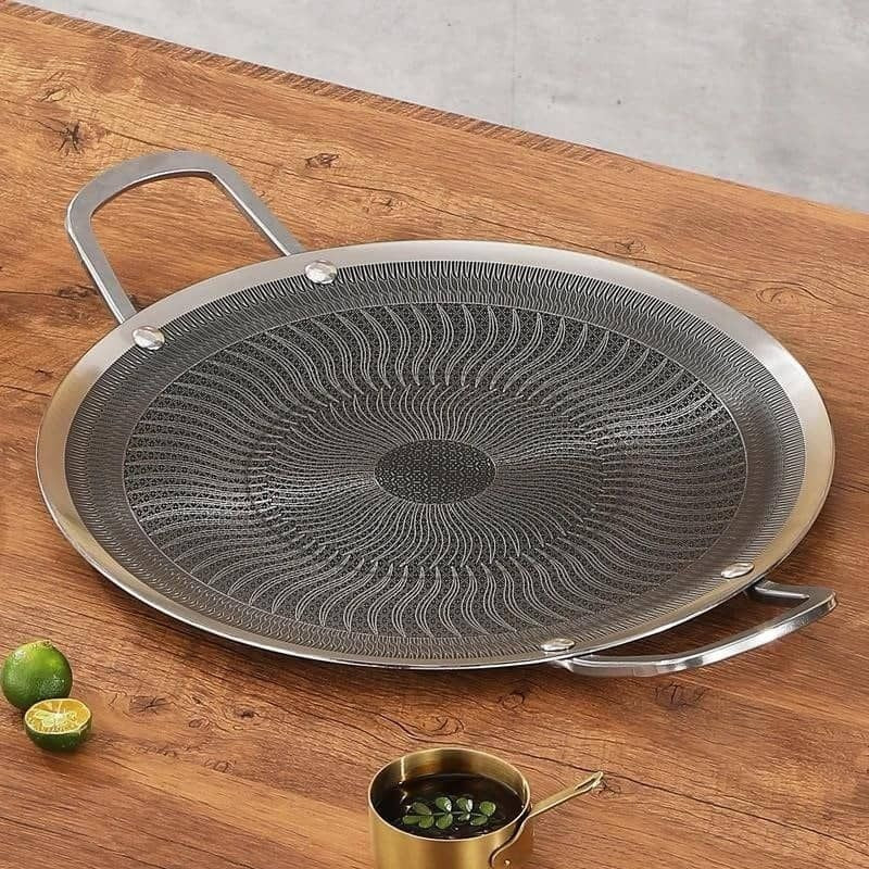 Premium honeycomb non-stick stainless steel tawa – Home Hatch Pakistan honeycomb non stick steel tawastainless steel tawa Pakistannon stick frying pan Pakistanroti tawa stainless steelHome Hatch cookwareparatha tawa non stickhoneycomb frying pankitchen cookware Pakistansteel cooking pandurable non stick tawa