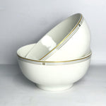 Premium Porcelain Bowl with Gold Accents - 2pcs