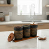Premium Airtight Kitchen Jar Set with Wooden Lid & Tray – Set of 4