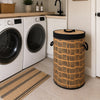 Premium Handwoven Bamboo Laundry Basket with Lid | Round Woven Clothes Hamper with Rope Handles