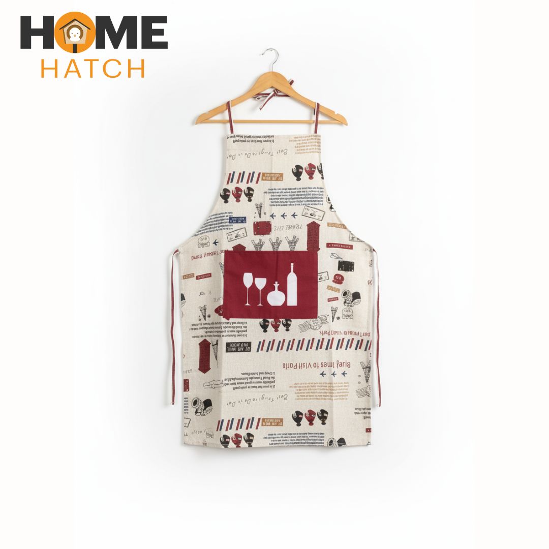 Printed Cotton Kitchen Apron with Pocket