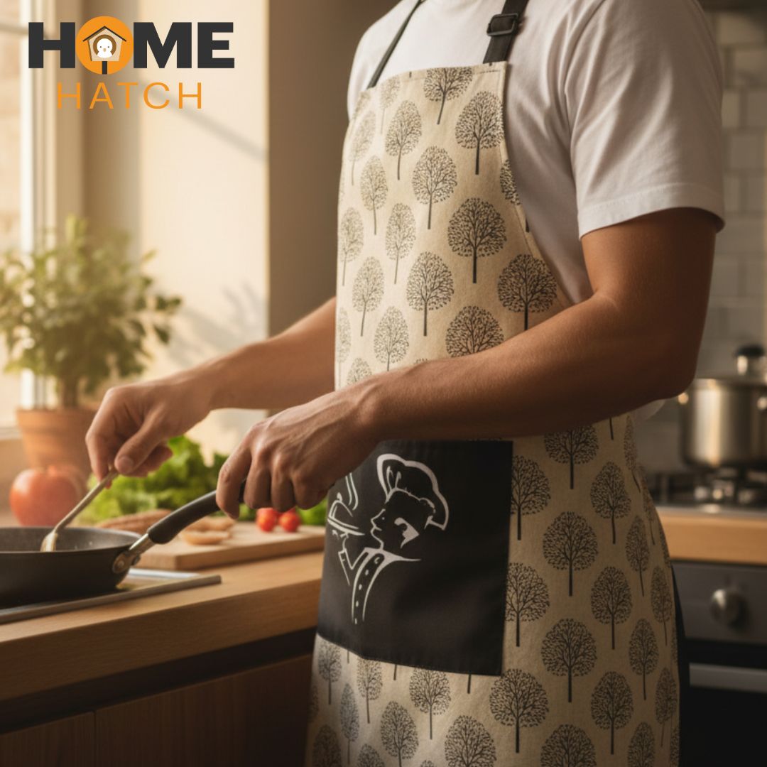 Printed Cotton Kitchen Apron with Pocket
