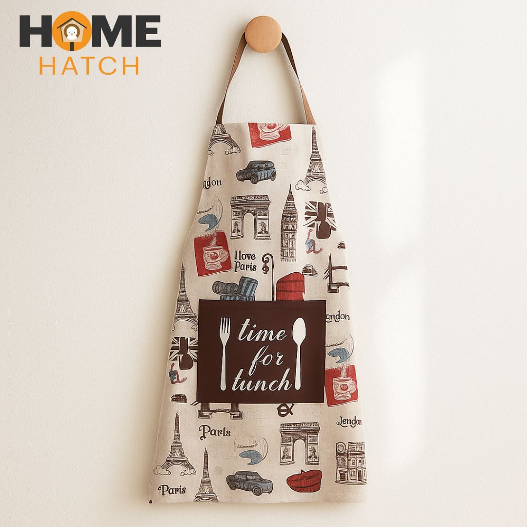Printed Cotton Kitchen Apron with Pocket