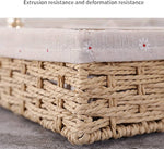 Rectangular Cloth Covered Braided Basket | Vanity Basket | Set of 2