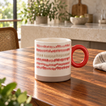 Red & White Printed Ceramic Coffee Mug – Stylish Tea & Coffee Cup