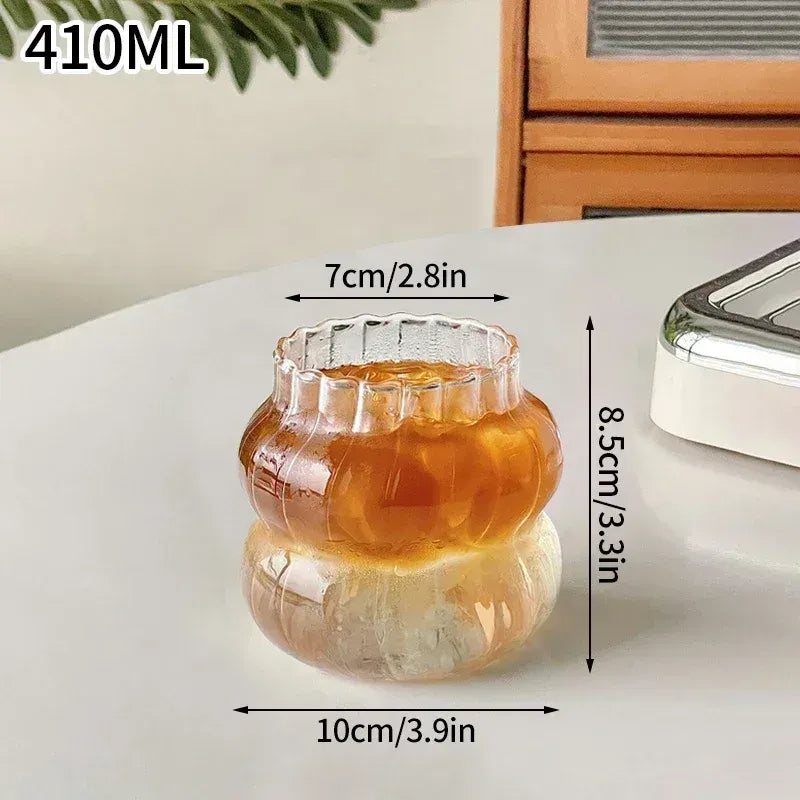 Ripple Wave Glass Coffee Tumbler Mug – Elegant Transparent Drinkware