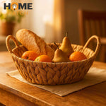 Round handwoven natural fiber basket for home décor and storage – Home Hatch Pakistan