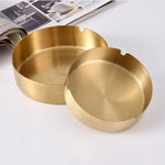 Round Gold Colour Stainless Steel Ashtray