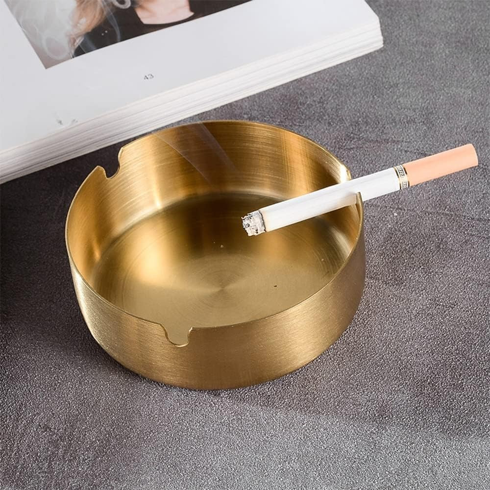 Round Gold Colour Stainless Steel Ashtray