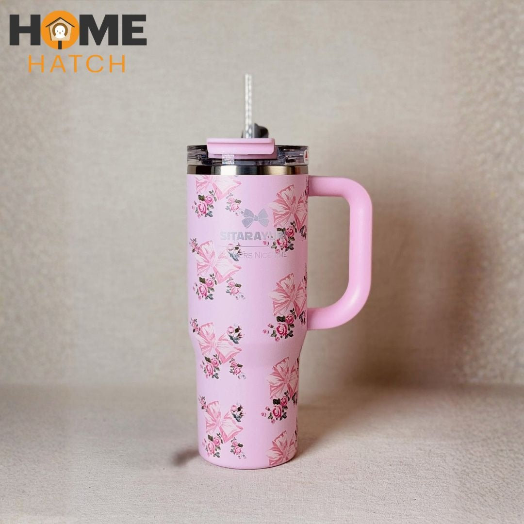 SITARAYURI tumbler 900 ml with lid, straw and handle – Home Hatch Pakistan