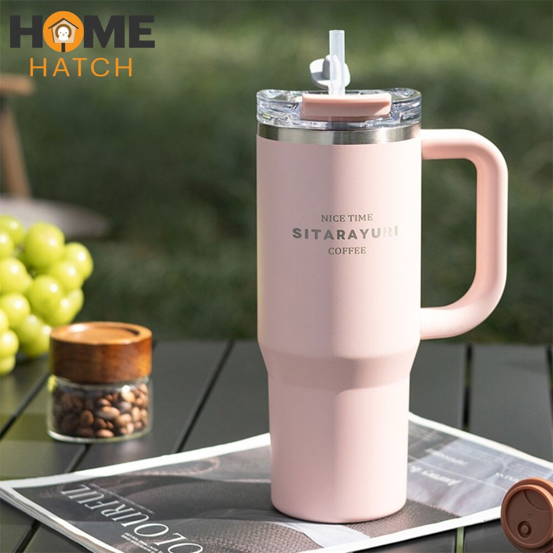 SITARAYURI tumbler 900 ml with lid, straw and handle and leafproof,tumbler with lid and straw Pakistan