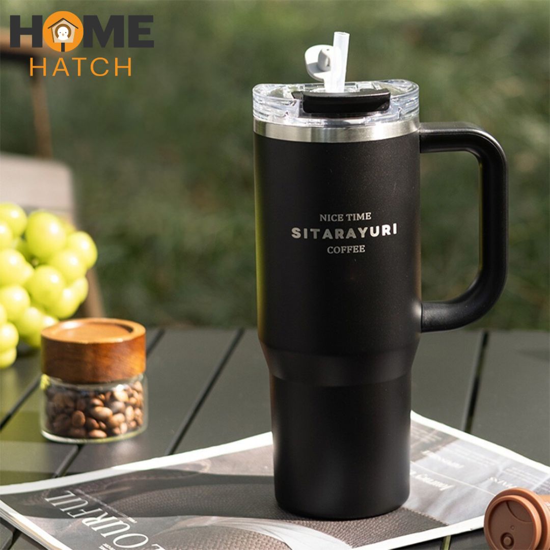 SITARAYURI tumbler 900 ml with lid, straw and handle and leafproof,tumbler with lid and straw Pakistan