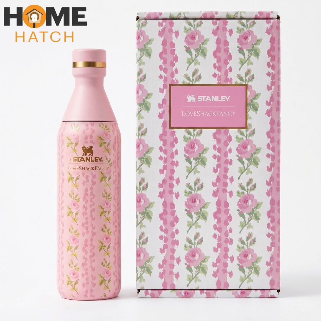 STANLEY x LoveShackFancy All Day Slim Bottle 16 OZ Everblooming Rosettes insulated stainless steel water bottle