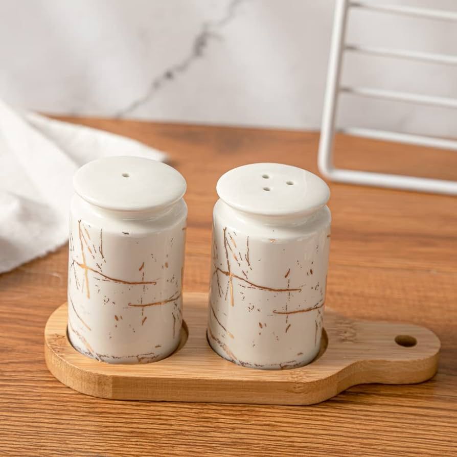 Marble Pattern Salt And Pepper Shaker Set | Kitchen Accessories - Home Hatch