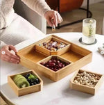 Bamboo Dry Fruit Storage Container With Reindeer Lid