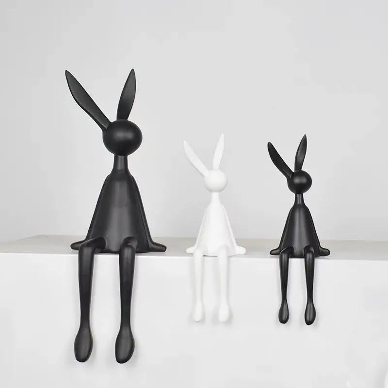 Sitting Bunny Table Ornament – Decorative Rabbit Figurine for Home Décor - Set of 3