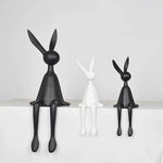 Sitting Bunny Table Ornament – Decorative Rabbit Figurine for Home Décor - Set of 3