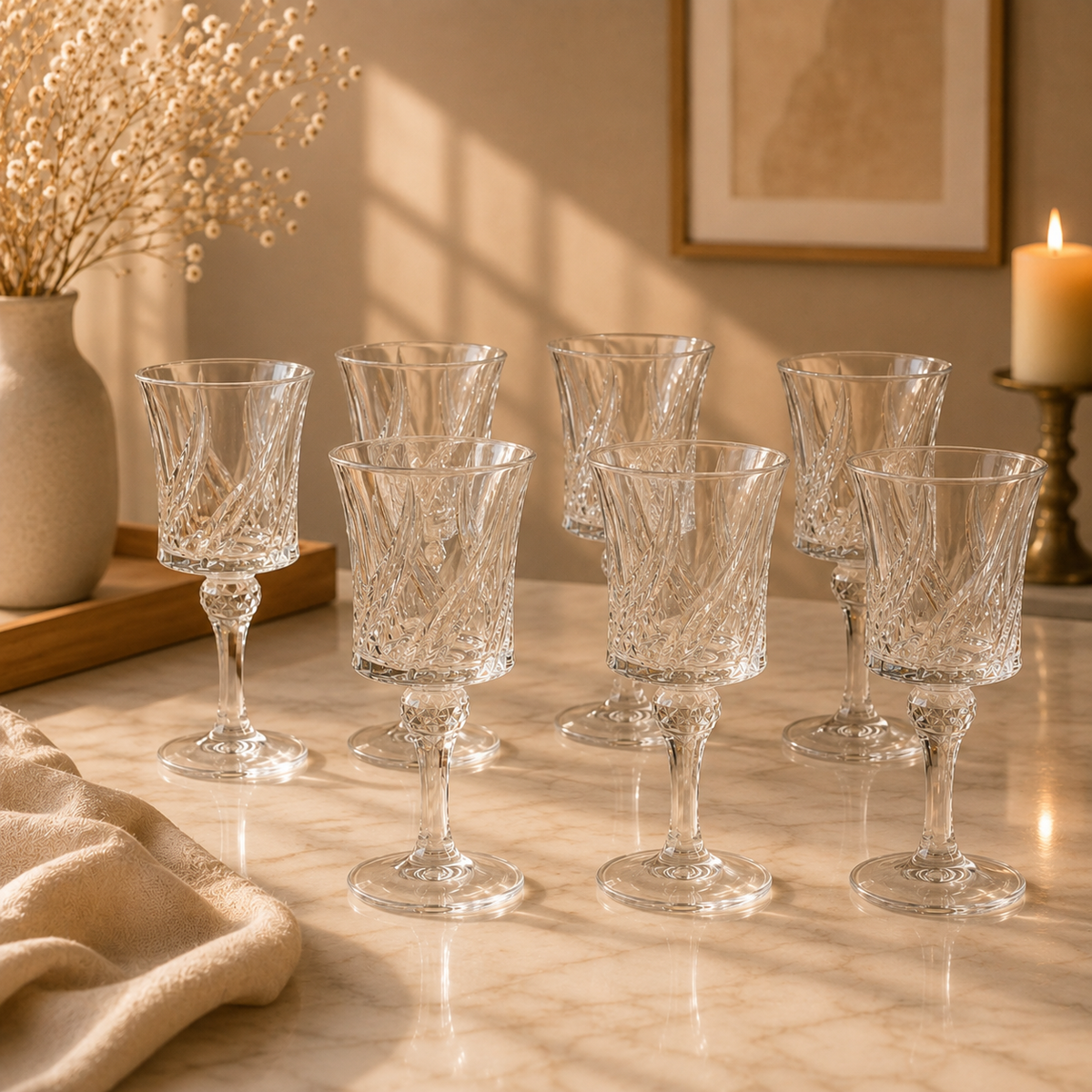Set of 6 clear 280ml stemmed drinking glasses and premium goblets for serving water, juice, mocktails and cold beverages.stemmed drinking glasses280ml drinking glassesglass goblet set of 6premium glass gobletswater goblet setjuice drinking glassesmocktail glassesstemmed glass setclear drinking gobletsdrinking glasses set of 6