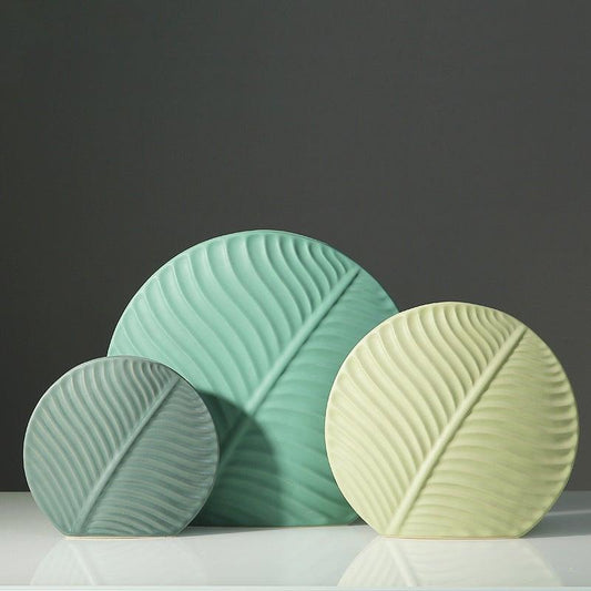 Nordic ceramic vasesleaf shaped ceramic vaseset of 3 ceramic vasesmodern decorative vasesribbed ceramic vaseflower vase setliving room decorative vaseceramic vase for home decormodern home decor vasedecorative vases Pakistan