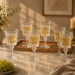 Set of 6 clear 280ml stemmed drinking glasses and premium goblets for serving water, juice, mocktails and cold beverages.stemmed drinking glasses280ml drinking glassesglass goblet set of 6premium glass gobletswater goblet setjuice drinking glassesmocktail glassesstemmed glass setclear drinking gobletsdrinking glasses set of 6