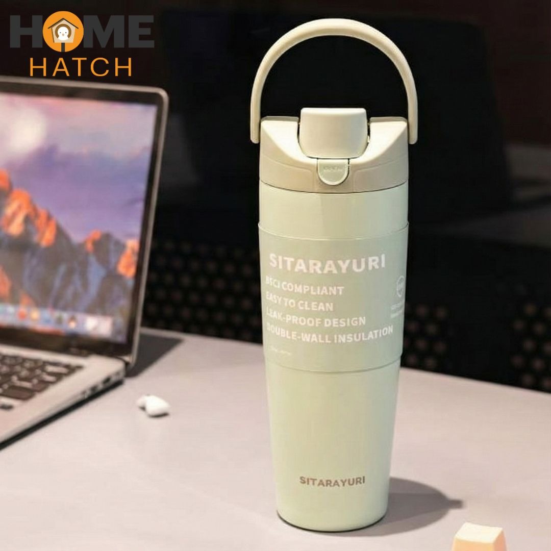 Sitarayuri flip-top leak-proof insulated travel mug 900ml – assorted colours – Home Hatch Pakistan