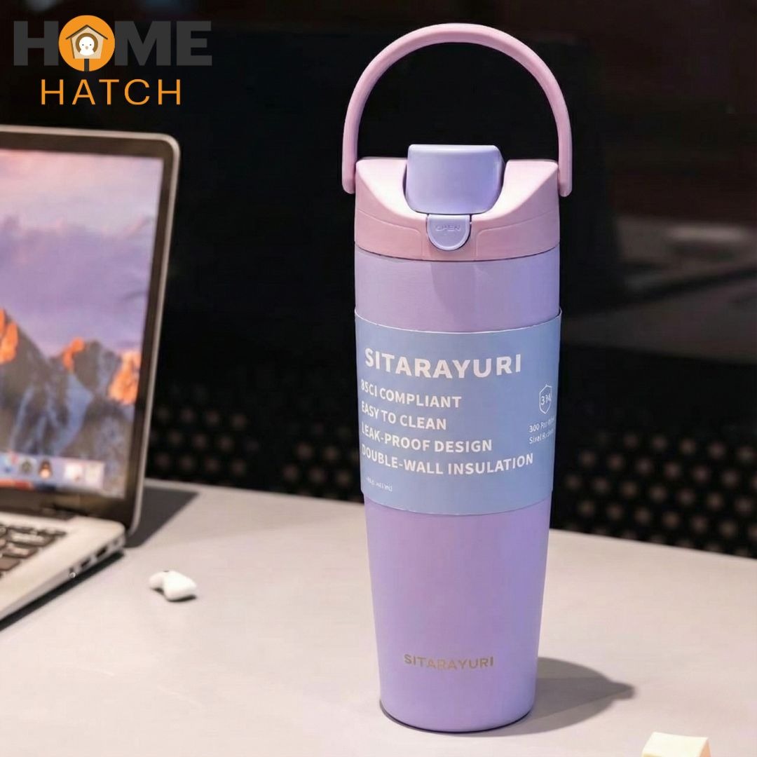 Sitarayuri flip-top leak-proof insulated travel mug 900ml – assorted colours – Home Hatch Pakistan