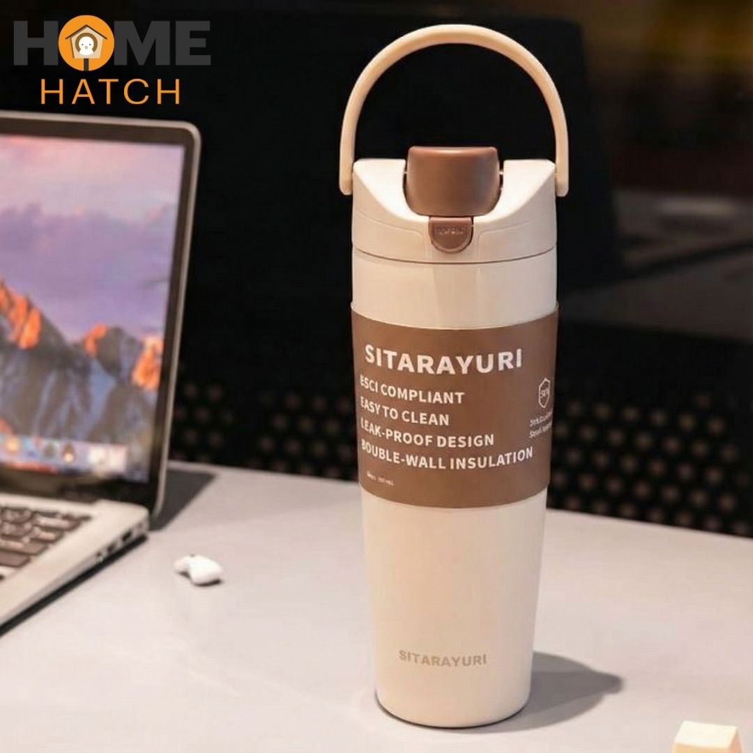 Sitarayuri flip-top leak-proof insulated travel mug 900ml – assorted colours – Home Hatch Pakistan