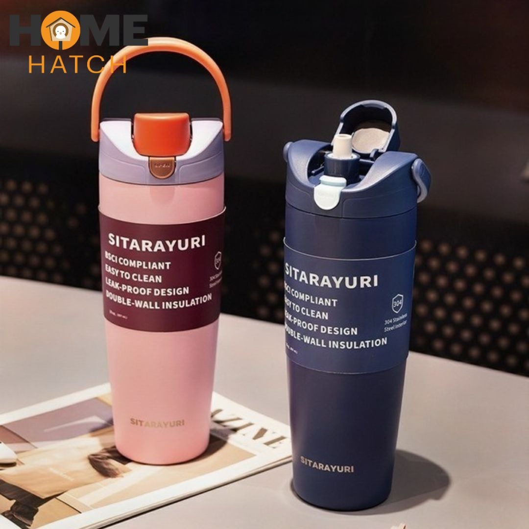 Sitarayuri flip-top leak-proof insulated travel mug 900ml – assorted colours – Home Hatch Pakistan