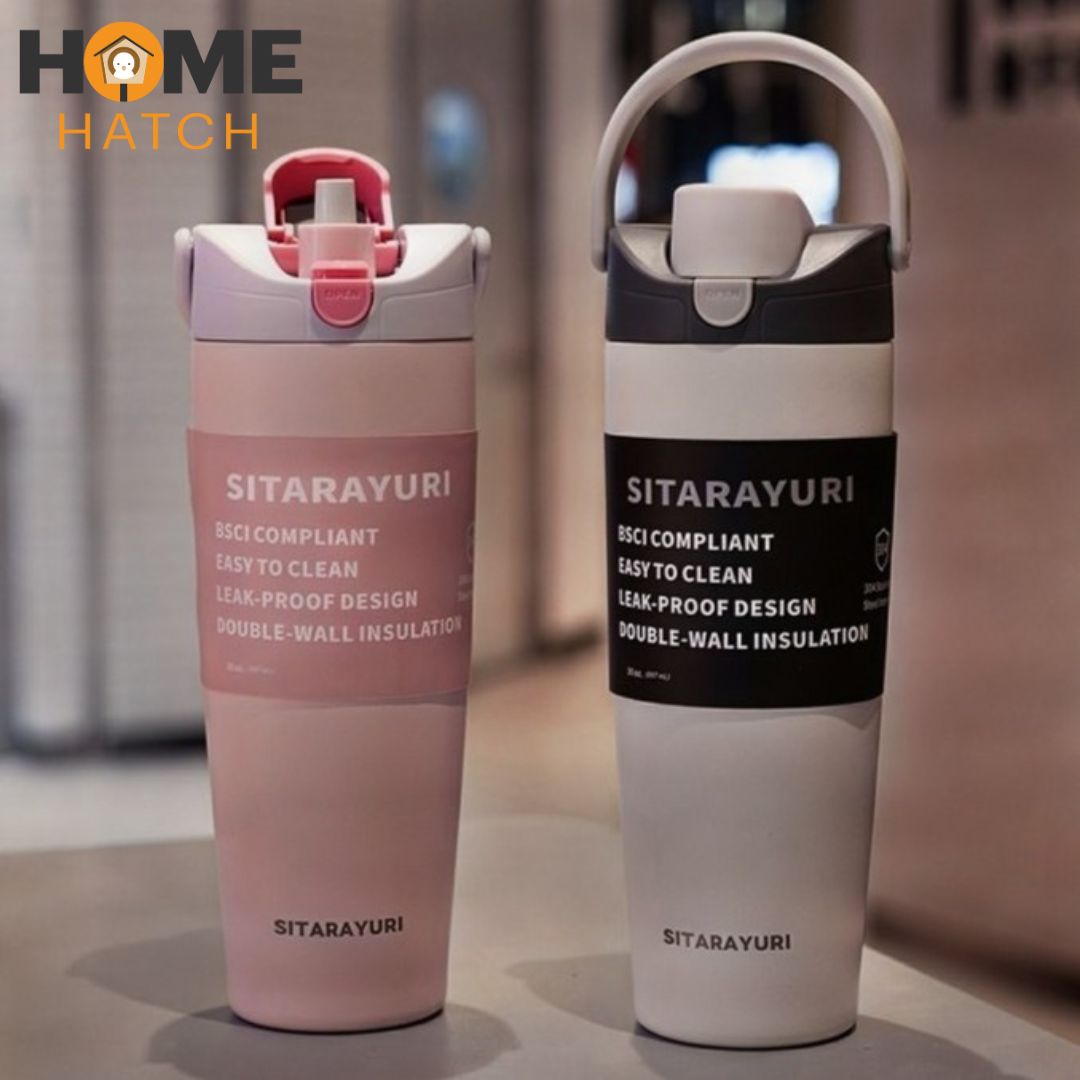 Sitarayuri flip-top leak-proof insulated travel mug 900ml – assorted colours – Home Hatch Pakistan