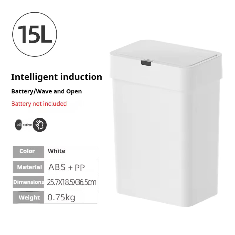 Smart auto sensor trash can touchless slim waste bin for kitchen and bathroom on white background