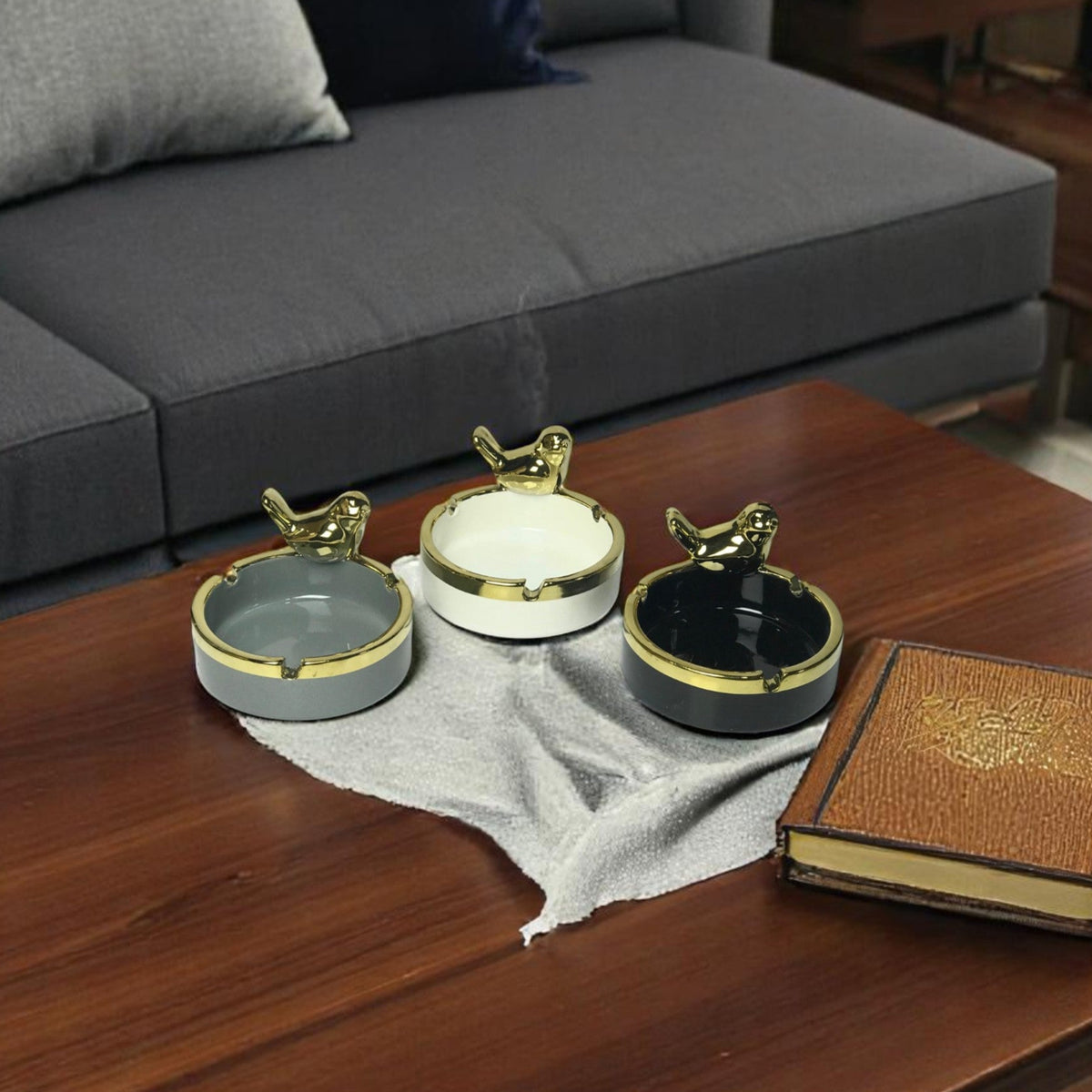 Sparrow Nordic Animal Bust Porcelain Ashtray