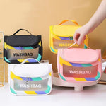 Squared Colored Transparent Makeup & Skincare Organizer Wash Bag