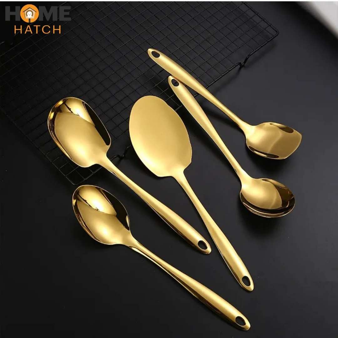 Stainless Steel Gold Serving Utensils