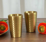 Stainless Steel Hammered Texture Golden Glass