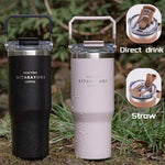 900 ml leakproof stainless steel insulated coffee tumbler with straw and handle