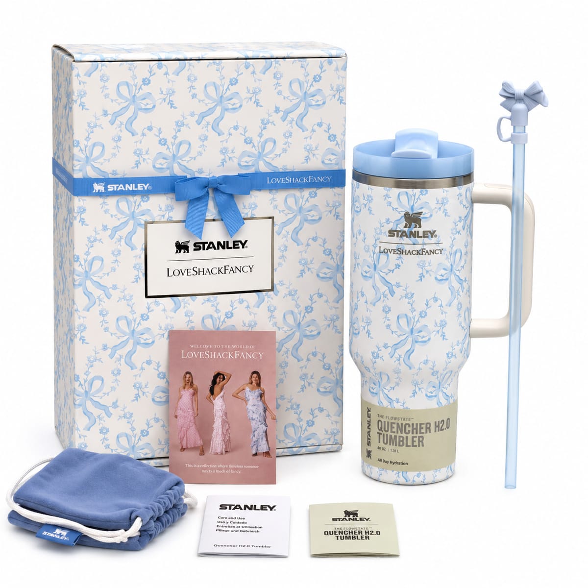 Stanley x LoveShackFancy Holiday Quencher H2.0 FlowState 40 OZ Tumbler in Coquette Bow Winter Ice design.Stanley LoveShackFancy tumblerLoveShackFancy QuencherStanley Quencher 40 ozCoquette Bow tumblerWinter Ice tumblerStanley Holiday tumblerLoveShackFancy Holiday QuencherStanley FlowState tumbler40 oz tumbler PakistanStanley tumbler Pakistan