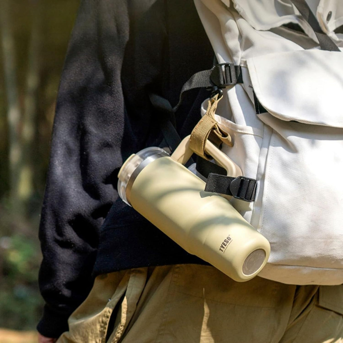 TYESO 40 oz stainless steel travel mug with handle and lockable lid – Home Hatch Pakistan