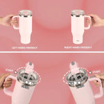 TYESO 40 oz Stainless Steel Travel Mug with Handle & Leafproof