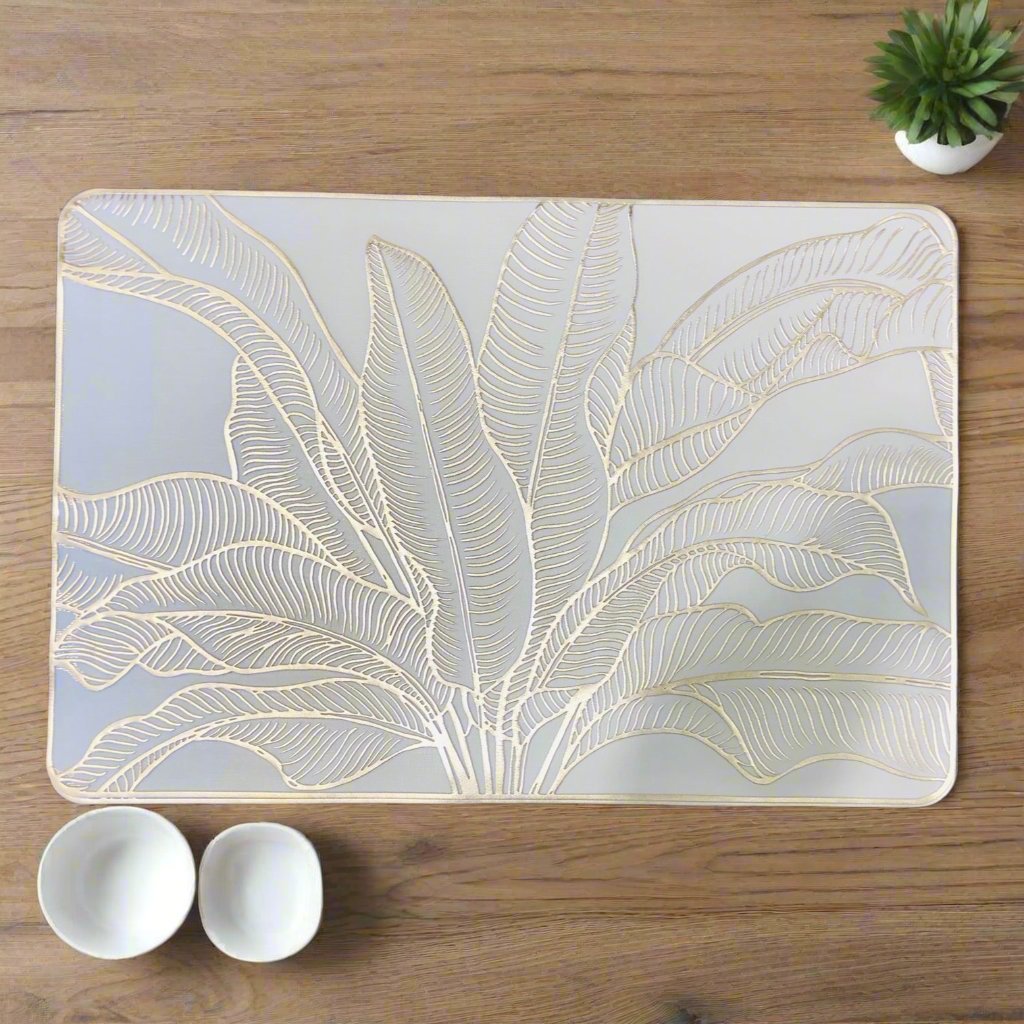 Elegant Gold Flower Rectangular Table Mats