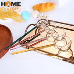 Glass Tarka Spoon – Long Coloured Handle Tempering / Tadka Spoon