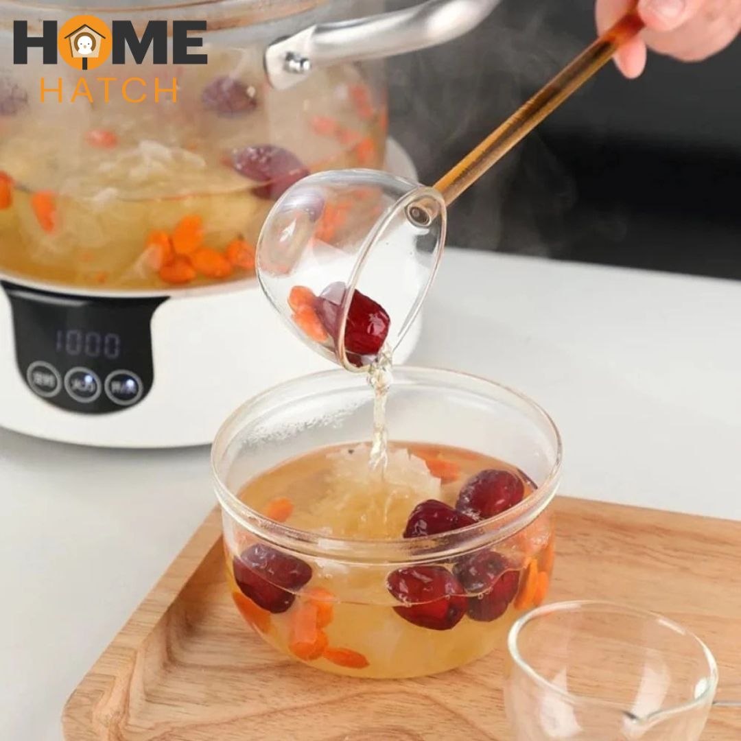 Glass Tarka Spoon – Long Coloured Handle Tempering / Tadka Spoon