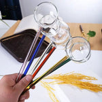 Glass Tarka Spoon – Long Coloured Handle Tempering / Tadka Spoon