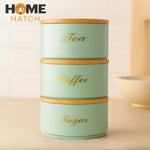 3 Pcs Elegant Storage Round Tin Box Set with Bamboo Lid