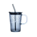 Techmanistan 450ml Frosted Glass Tumbler with Lid & StrawIced Coffee And Smoothie Glass Tumbler Pakistan