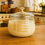 800ml Borosilicate Glass Cooking Pot with Transparent Glass Lid – Heat-Resistant Casserole