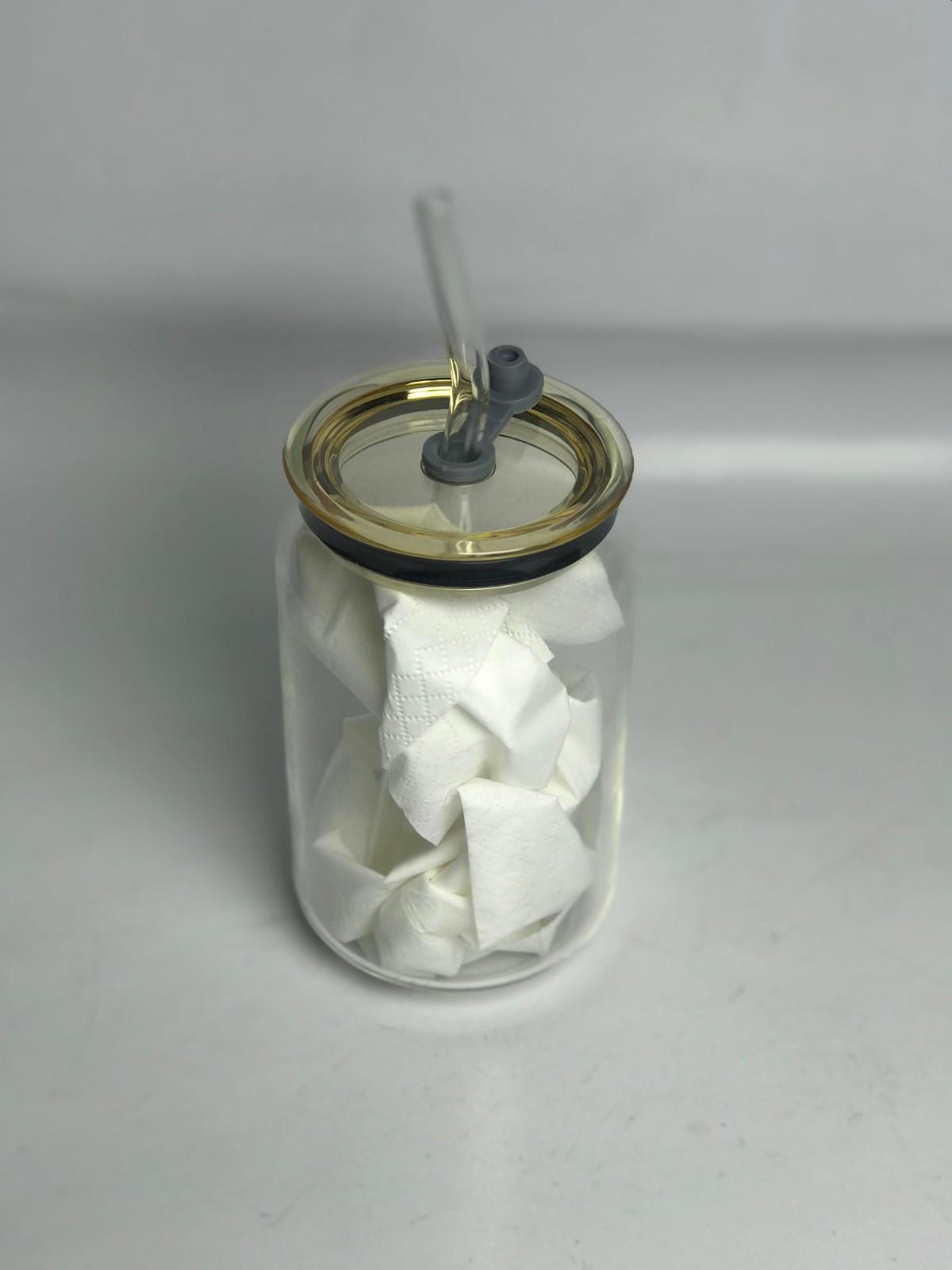 Transparent Round Drinking Glass Tumbler with Colored Lid And Glass Straw