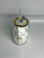 Transparent Round Drinking Glass Tumbler with Colored Lid And Glass Straw